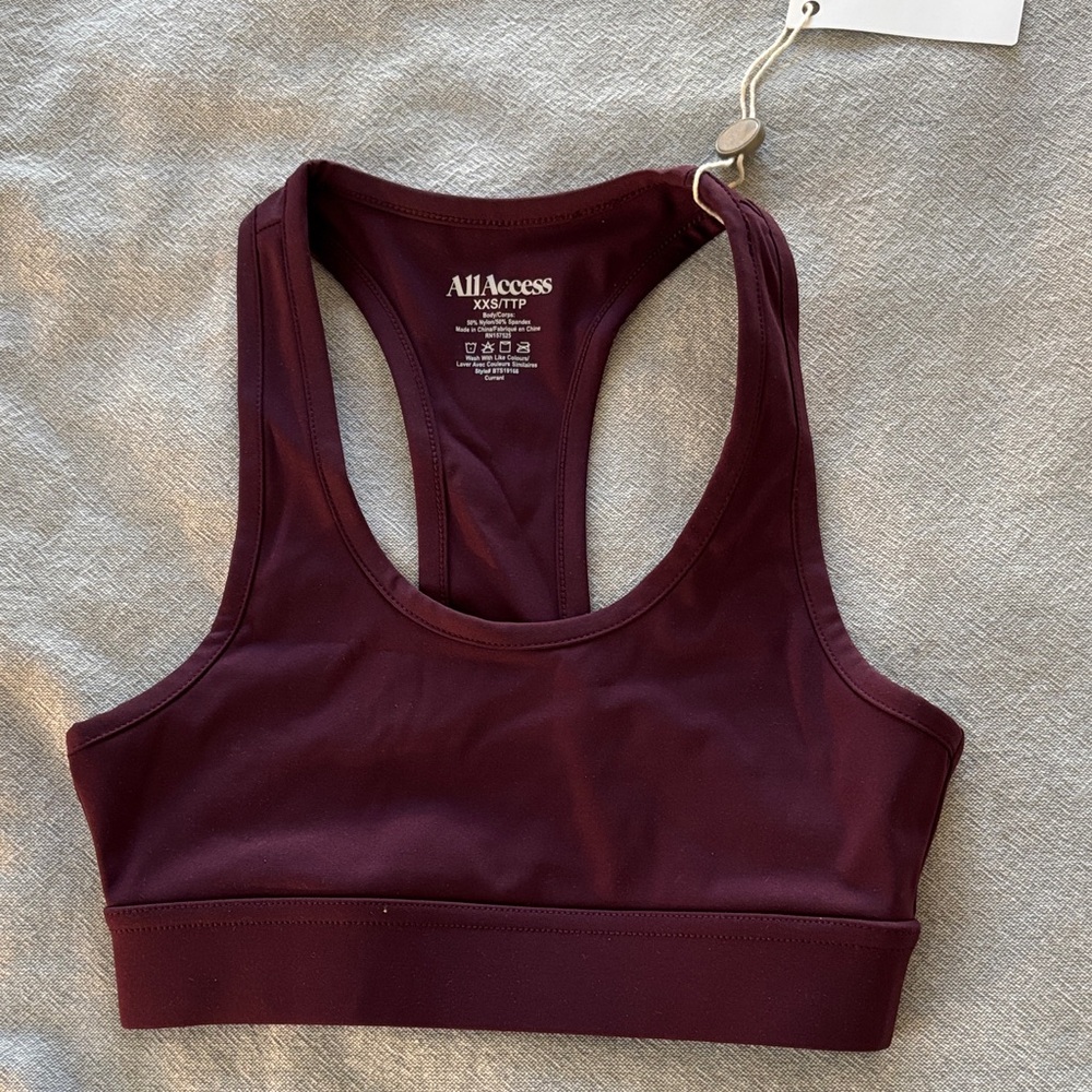 NEW All Access Deep Burgundy Sports Bra